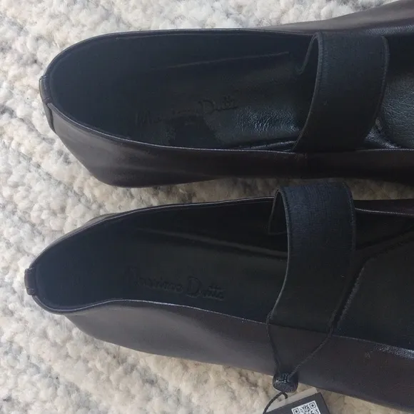 NWT Massimo Dutti Dark Brown Gathered Leather Ballet Flats EU 40 US Size 9
