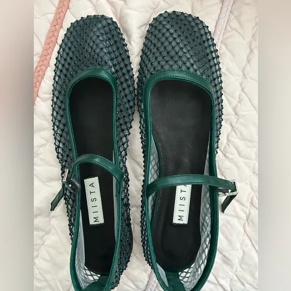 NWT Miista Green Mesh Flats