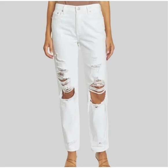 NWT Pistola Jeans Pants High Rise White Distressed Size 27