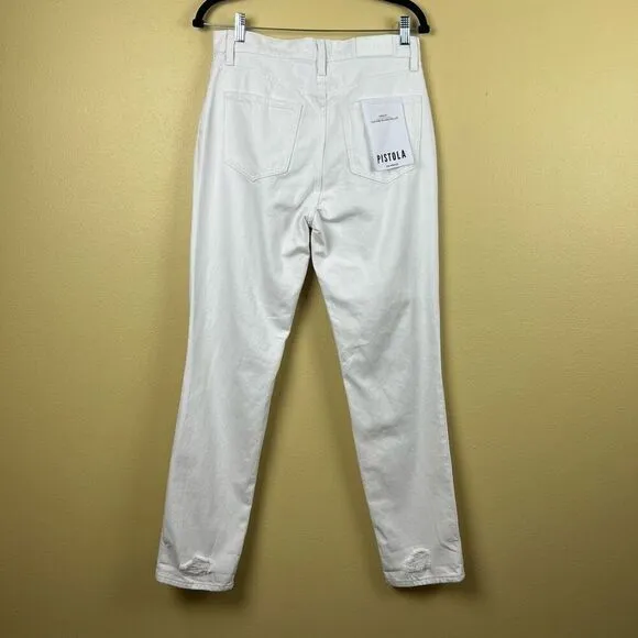 NWT Pistola Jeans Pants High Rise White Distressed Size 27