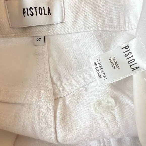 NWT Pistola Jeans Pants High Rise White Distressed Size 27
