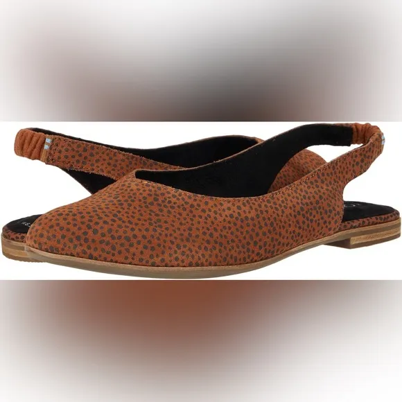 NWT TOMS Julie Slingback Flats Tan Mini Cheetah Printed Suede 10