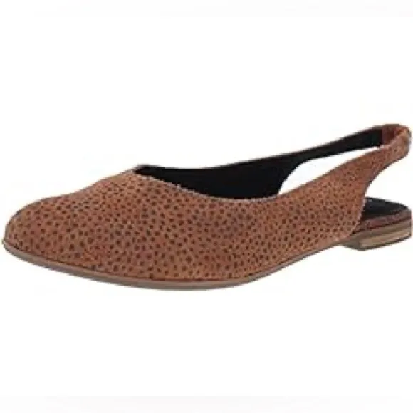 NWT TOMS Julie Slingback Flats Tan Mini Cheetah Printed Suede 10