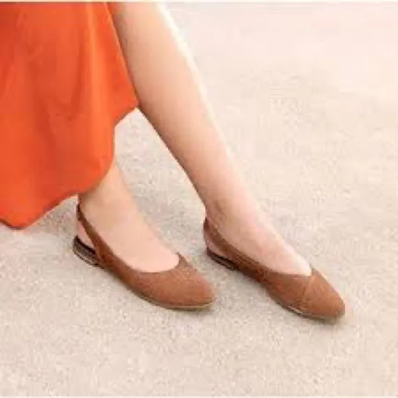 NWT TOMS Julie Slingback Flats Tan Mini Cheetah Printed Suede 10