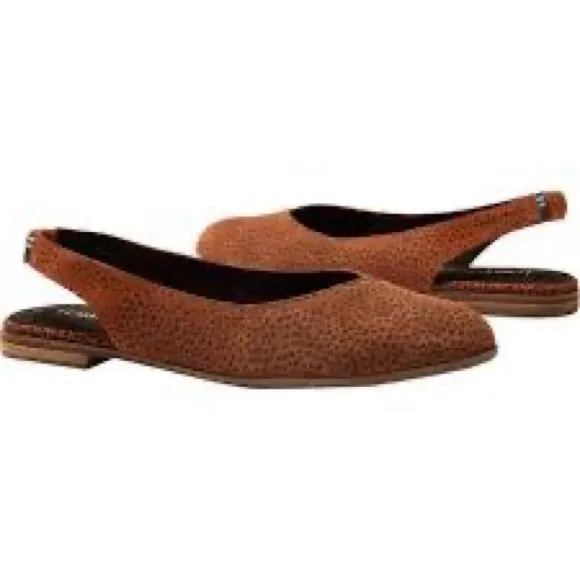 NWT TOMS Julie Slingback Flats Tan Mini Cheetah Printed Suede 10
