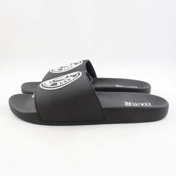 NWT Versace Jeans Couture Gummy V-Emblem Pool Slides in Black/White US Men's 10