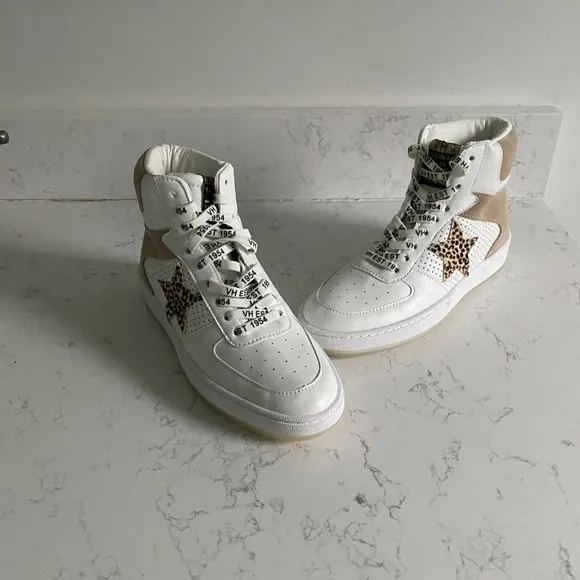 NWT Vintage Havana Layup Tan Matt Glitter Multi High Top Sneakers Size 6
