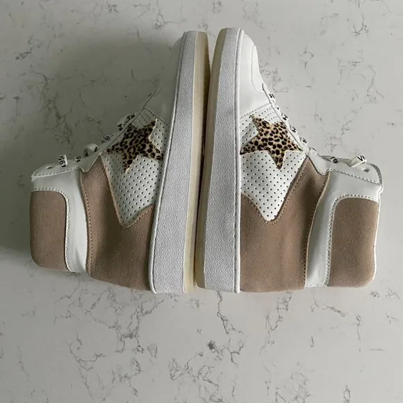 NWT Vintage Havana Layup Tan Matt Glitter Multi High Top Sneakers Size 6