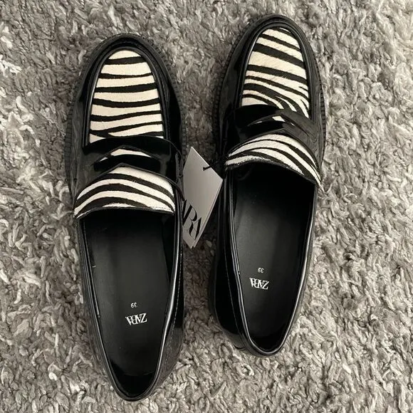 NWT Zara Animal Print Loafers