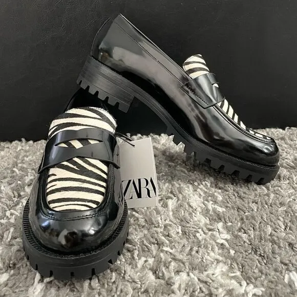 NWT Zara Animal Print Loafers