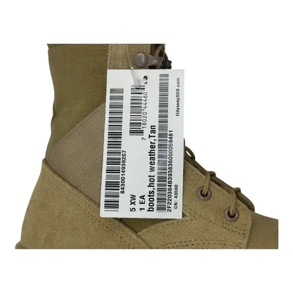 Odssey Mens SZ. 5.0 EW Combat Military Boots Tan Suede Hot Weather Tactical NWTS