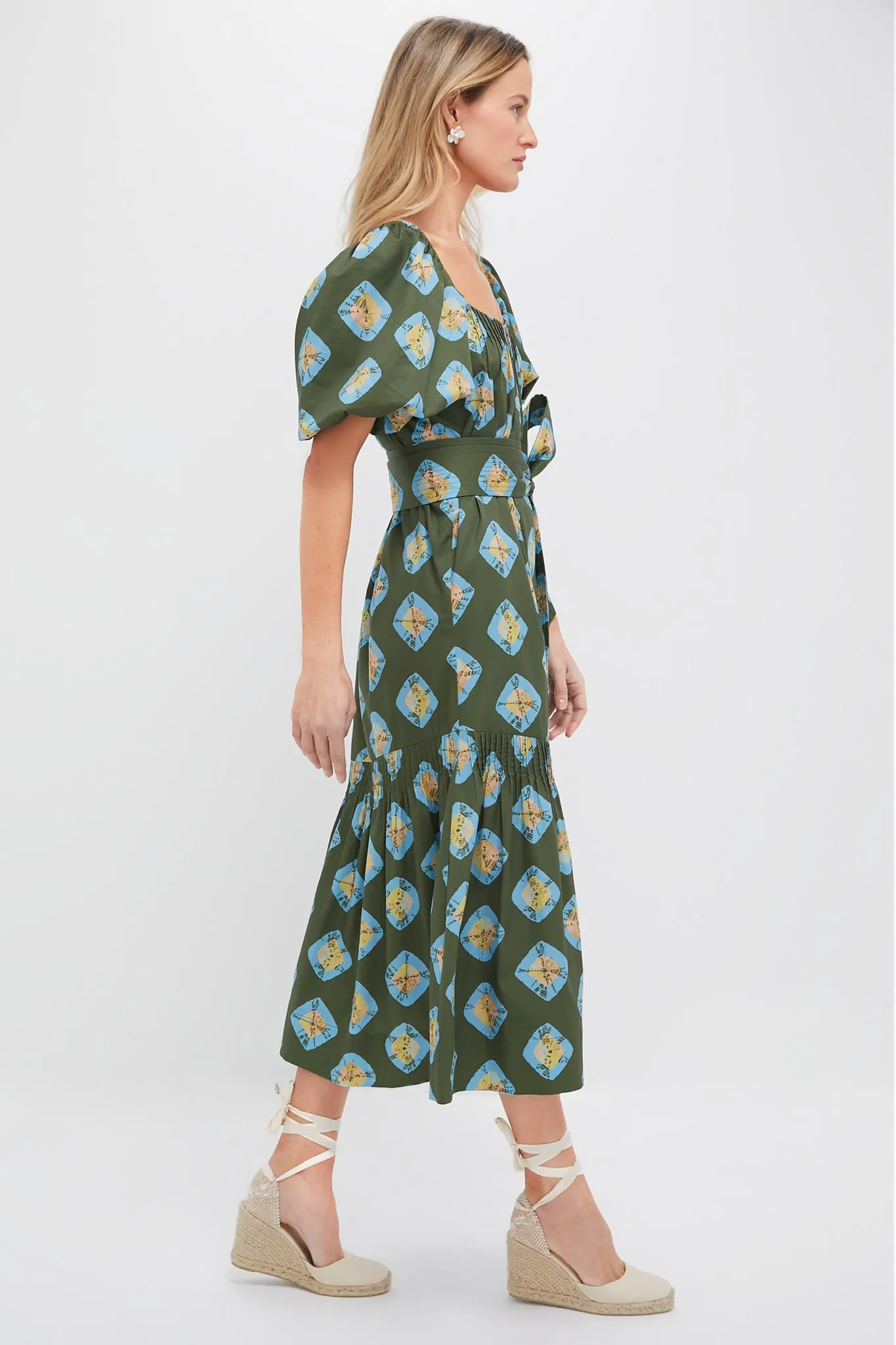 Olive and Aqua Diamond Clary Dress