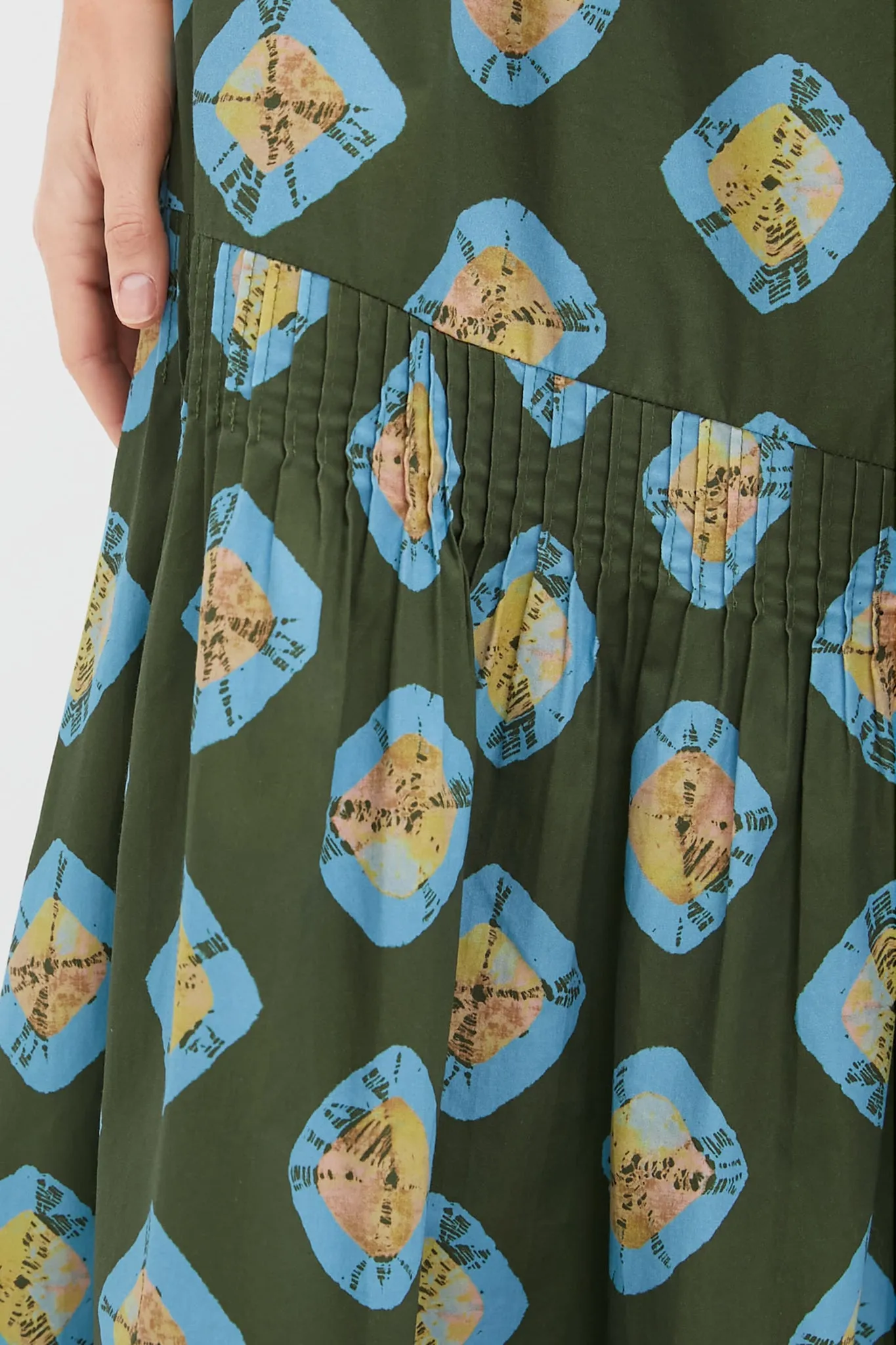 Olive and Aqua Diamond Clary Dress