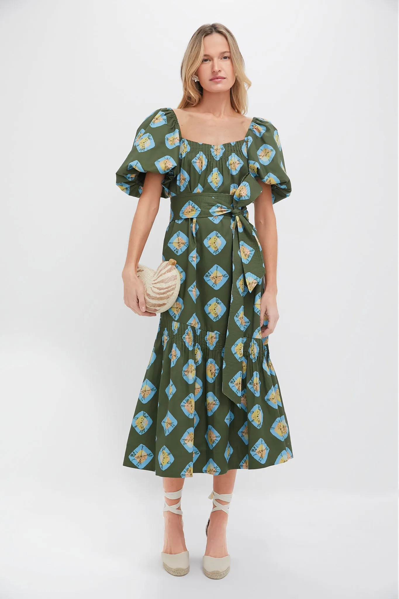 Olive and Aqua Diamond Clary Dress
