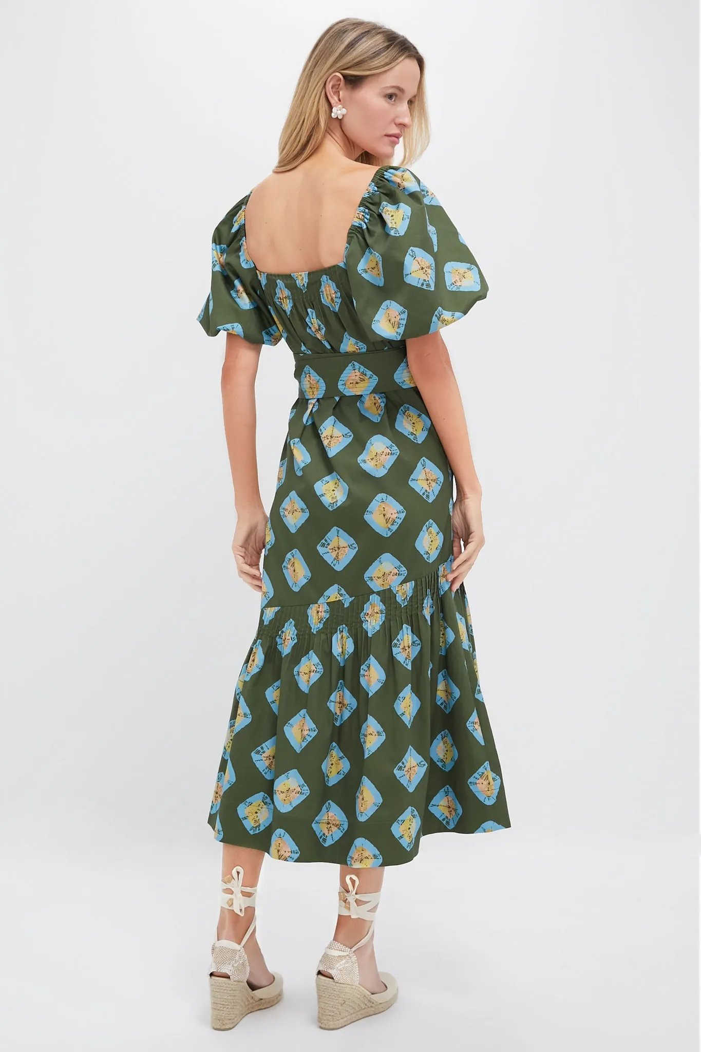 Olive and Aqua Diamond Clary Dress