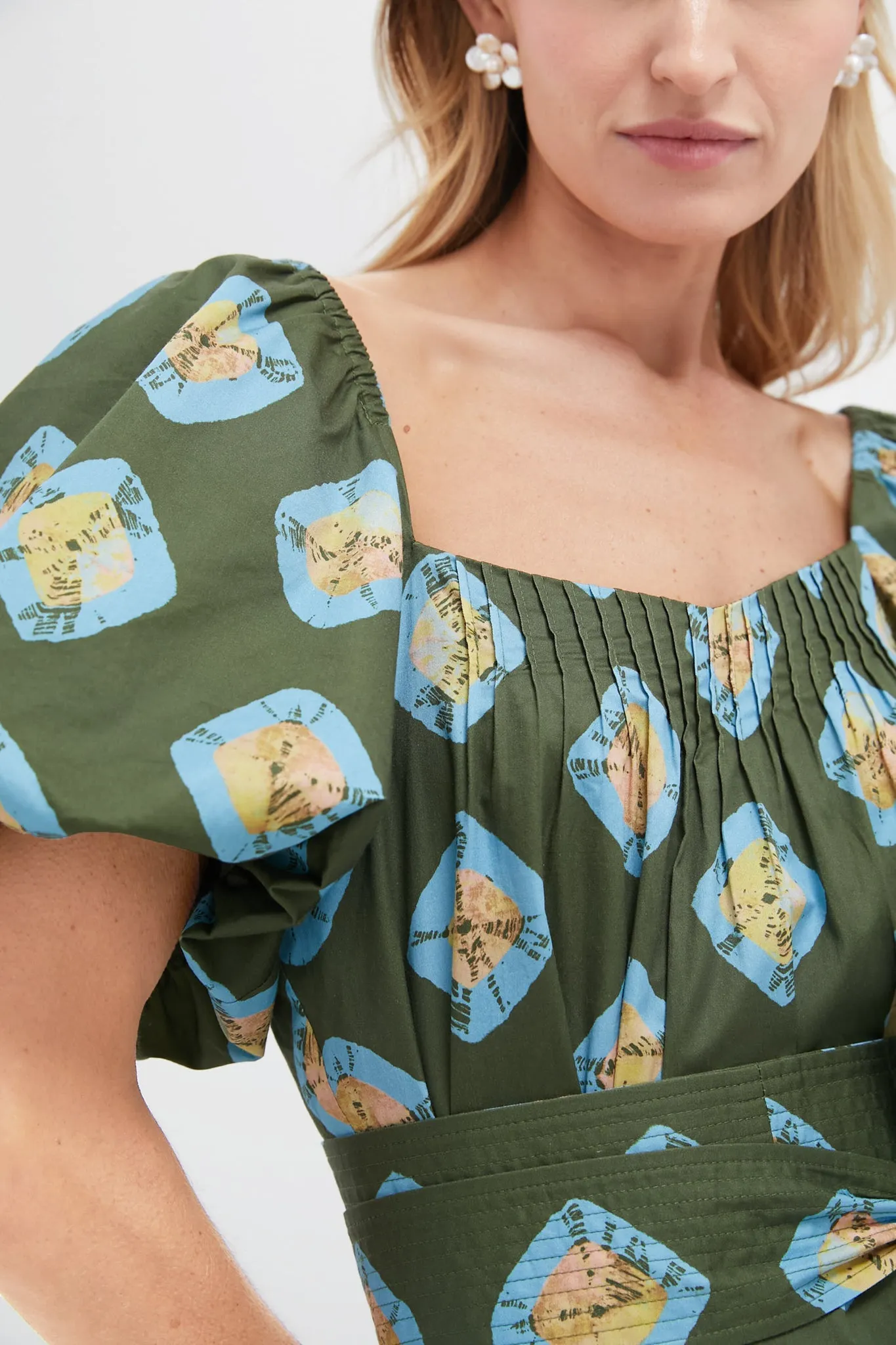 Olive and Aqua Diamond Clary Dress