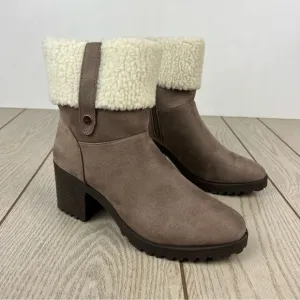 Olivia Miller Amy Women's Sherpa Cuff Ankle Boots 8.5 Sand (Tan/Taupe) $99
