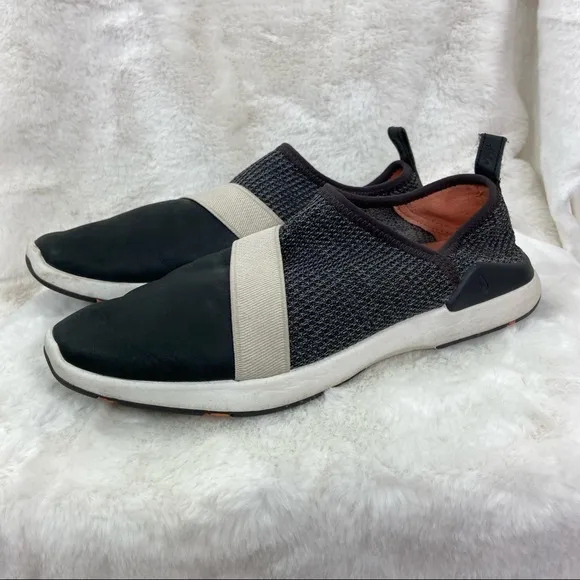 Oluakai Miki slip on sneakers. Size 7.5. Microfiber &amp; leather gray &amp; black