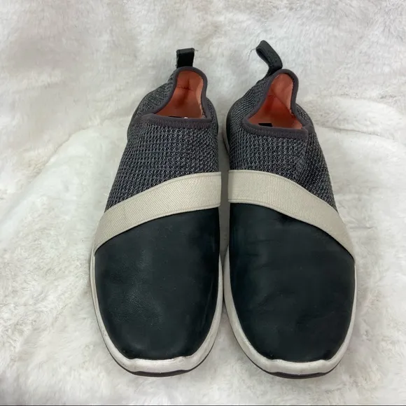 Oluakai Miki slip on sneakers. Size 7.5. Microfiber &amp; leather gray &amp; black