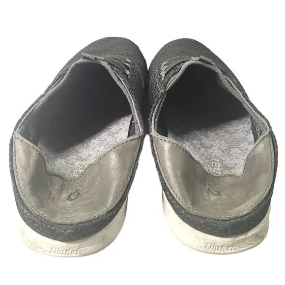 Olukai Alapa Li Black Mesh Stretch Laced Slip-On Athletic Sneakers 9.5