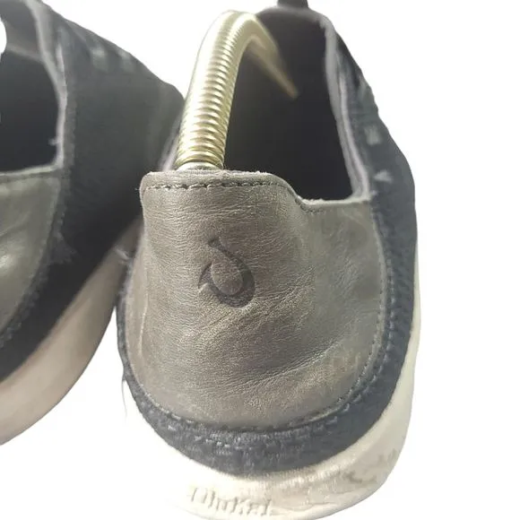 Olukai Alapa Li Black Mesh Stretch Laced Slip-On Athletic Sneakers 9.5
