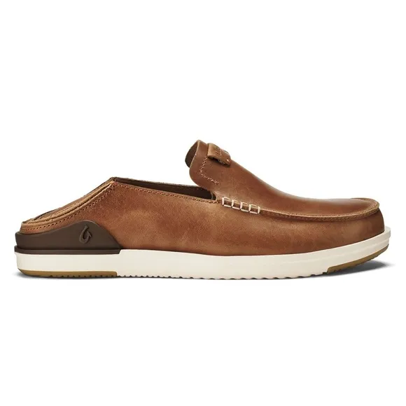 Olukai “Kakaha” 9M premium full grain Leather men’s slip on loafers w/drop heel