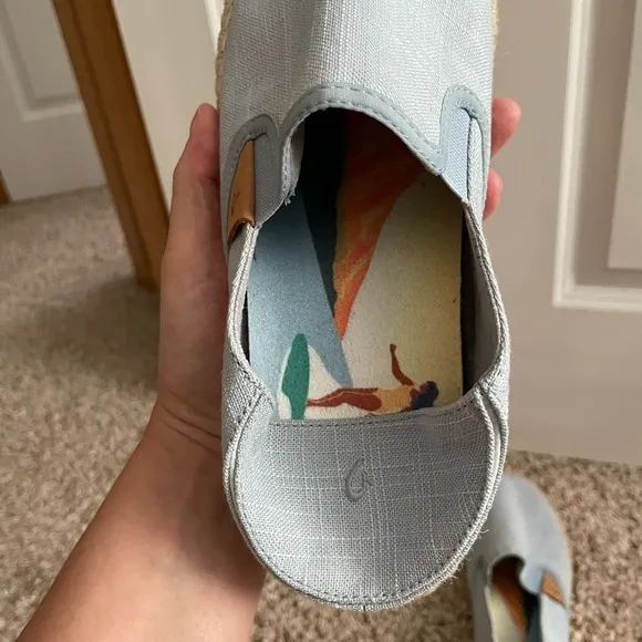 OluKai Kaula Pa'a Kapa Convertible Espadrille Shoes Blue Size 11
