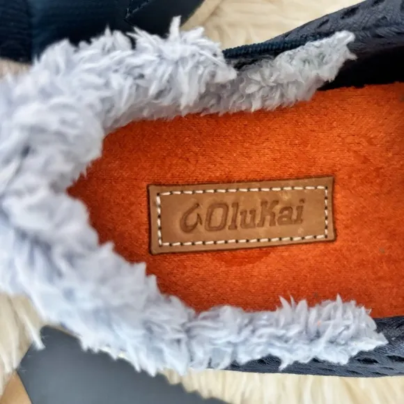 OLUKAI Mahiki Navy Sherpa-Trimmed Slipper Sneaker--7