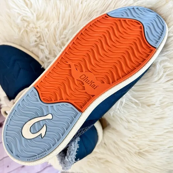OLUKAI Mahiki Navy Sherpa-Trimmed Slipper Sneaker--7