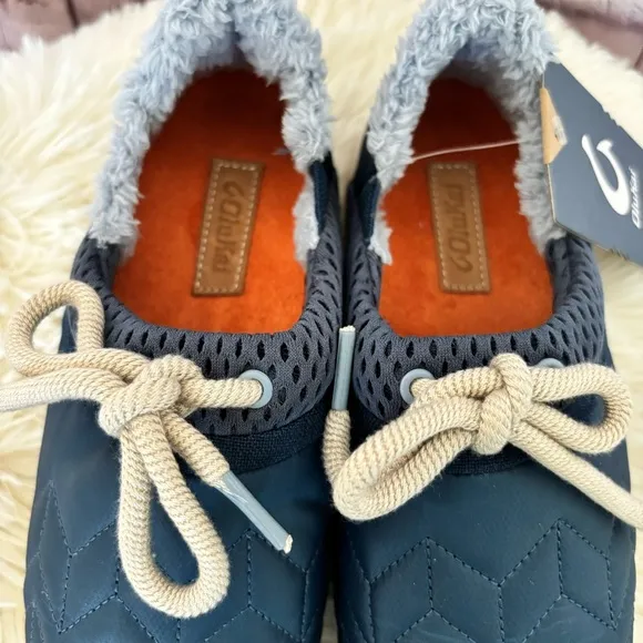 OLUKAI Mahiki Navy Sherpa-Trimmed Slipper Sneaker--7