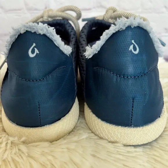 OLUKAI Mahiki Navy Sherpa-Trimmed Slipper Sneaker--7