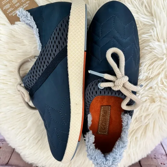 OLUKAI Mahiki Navy Sherpa-Trimmed Slipper Sneaker--7