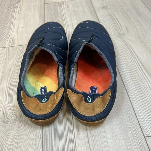 Olukai x Rumpl Mehana Mino Blue Cotton Comfort Slippers Loafers Mens Size 11