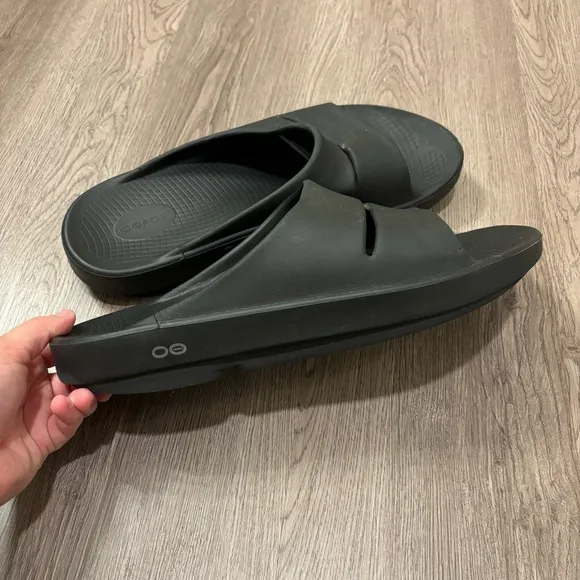 OOFOS OOahh Slide Sandals Men’s 12 Black Slip On Recovery Comfort‎ Support