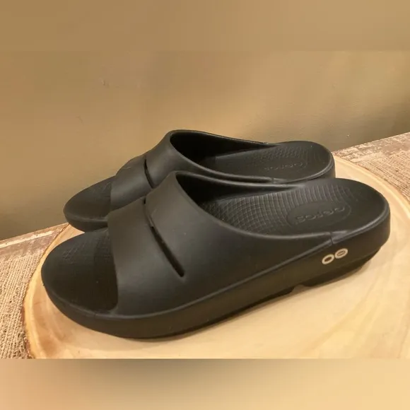 Oofos OOahh Sport Slide Mens Sz 5 Womens 7 Black Oofoam Arch Support Sandals