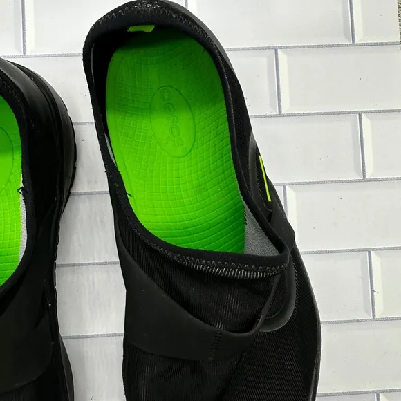 Oofos Oomg Fibre Low Recovery Sneakers Comfort Black Green Men's Size 12