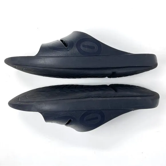 Oofos Ooahh Luxe Black Slide Recovery Comfort Sandals Size 10 Men's / 12 Women's