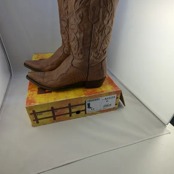 Ostrich Cowboy Boots Mens Pointed Toe Tan Quilted
