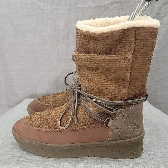 OTBT women's Slope cold weather brown leather suede boots SZ 8