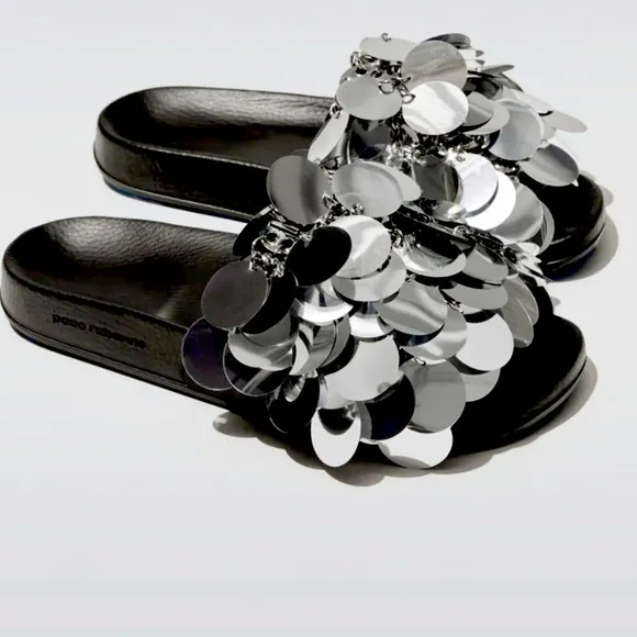 Paco Rabanne Silver Sparkle Sandals