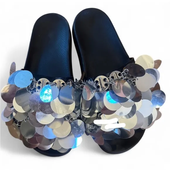 Paco Rabanne Silver Sparkle Sandals