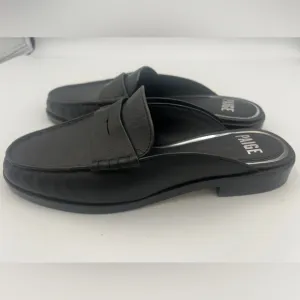 PAIGE Emmett Slide-On Leather Flats Mule Loafers Black Women’s Size 7.5  NEW