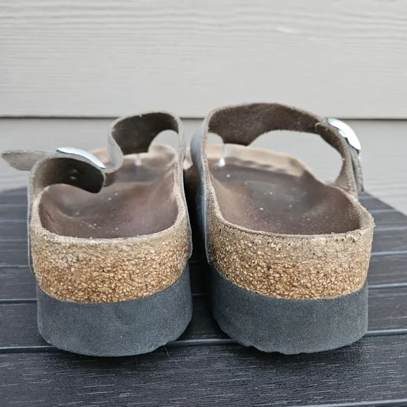 Papillio Birkenstock Gizeh Platform Sandal Chunky Silver Slides EU 40 Women's 9