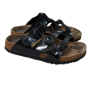 Papillio by Birkenstock Women 3 Strap Leather Sandals Flats Slide shoes sz 5