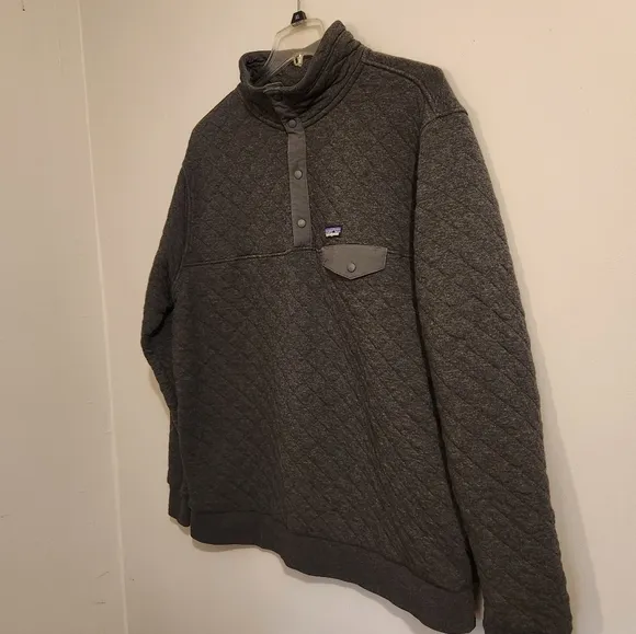 Patagonia XXL Organic Cotton Quilt Snap-T Pullover - Forged Gray Like NEW