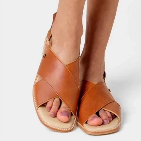 Patina (Size 36.5 / US 6.5) Black Leather Goods Ankle Strap Sandals Artisan