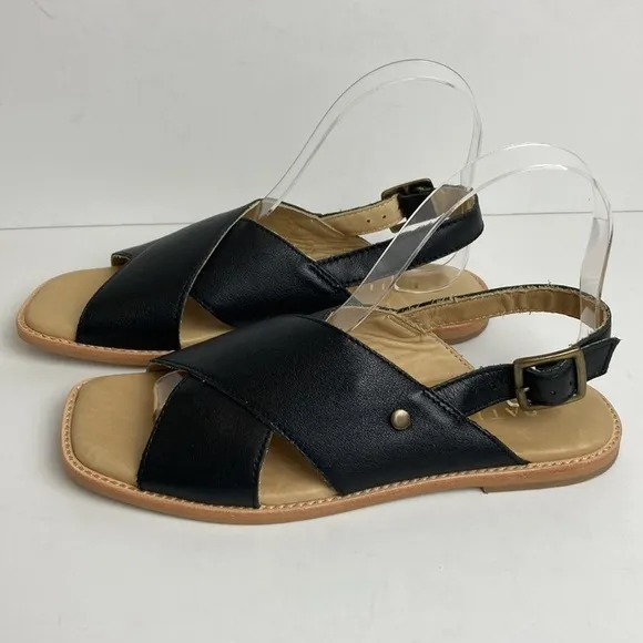 Patina (Size 36.5 / US 6.5) Black Leather Goods Ankle Strap Sandals Artisan
