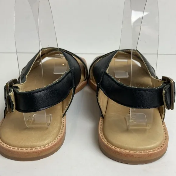 Patina (Size 36.5 / US 6.5) Black Leather Goods Ankle Strap Sandals Artisan
