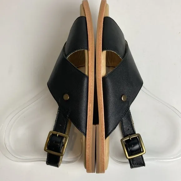 Patina (Size 36.5 / US 6.5) Black Leather Goods Ankle Strap Sandals Artisan