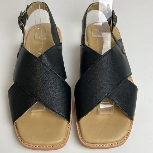 Patina (Size 36.5 / US 6.5) Black Leather Goods Ankle Strap Sandals Artisan